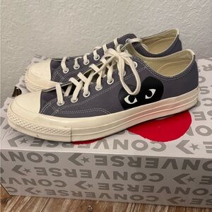CdG PLAY x Converse Men’s Chuck Taylor Grey All Star Peek-A-Boo LowTop Sneakers!